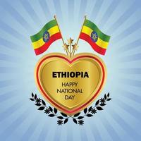 Etiopia Colombia bandiera indipendenza giorno con oro cuore vettore