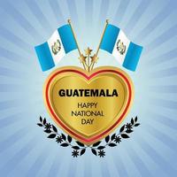 Guatemala bandiera indipendenza giorno con oro cuore vettore