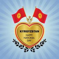 Kyrgyzstan bandiera indipendenza giorno con oro cuore vettore