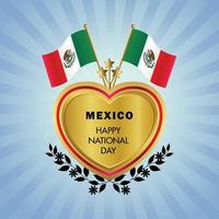 Messico bandiera indipendenza giorno con oro cuore