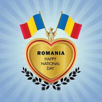 Romania bandiera indipendenza giorno con oro cuore vettore