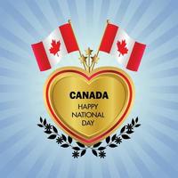 Canada bandiera indipendenza giorno con oro cuore vettore