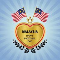Malaysia bandiera indipendenza giorno con oro cuore vettore