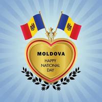 moldova bandiera indipendenza giorno con oro cuore vettore