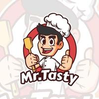 logo della mascotte dello chef vettore