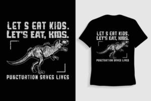 bambini divertimento manifesto design con maglietta o dinosauro illustrazione. vettore