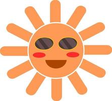 sole cartone animato occhiali da sole contento Sorridi viso. vettore illustrazione.