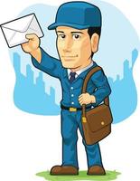 illustrazione del fumetto del portatore di lettera dell'uomo della posta postale del postino vettore