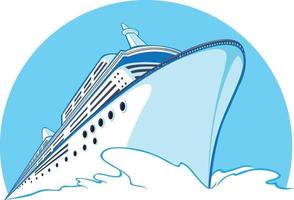 illustrazione di logo del fumetto della nave da crociera dell'yacht di vacanza della nave da crociera vettore