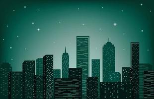 illustrazione vettoriale di skyline della città. paesaggio urbano. paesaggio urbano notturno in stile piatto.