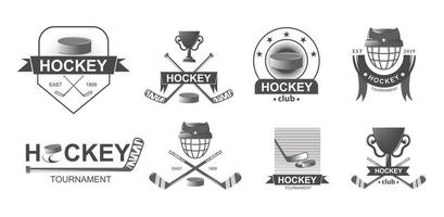 grandi loghi del campionato di hockey in stile monocromatico. competizione emblema dello sport. vettore