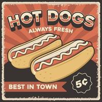 poster di hot dog vintage retrò vettore