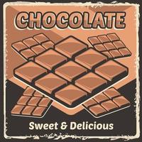 barretta di cioccolato cacao choco rustico classico retrò vintage segnaletica poster vettoriale