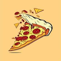 Pizza fetta cartone animato stile vettore illustrazione con isolato sfondo