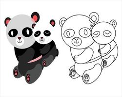 vettore colorazione pagina il carino cartone animato panda per bambini vettore illustrazione con cartone animato.