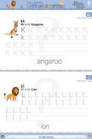 divertimento apprendimento lettera e scrittura animali canguro e Leone nel singolo pagina vettore