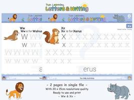 divertimento apprendimento lettera e scrittura animali Due pagine nel singolo file tricheco e xerus