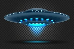 ufo spazio volante piattino alieno nave luminoso vettore illustrazione isolato su bianca sfondo