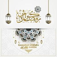 Ramadan Kareem biglietto di auguri disegno vettoriale motivo floreale islamico con calligrafia araba