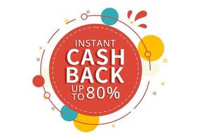 cashback illustrazione con finanziario pagamento per i soldi denaro contante indietro servizio per un' acquirente nel piatto cartone animato mano disegnato per atterraggio pagina modelli vettore