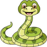 simpatico cartone animato serpente verde su sfondo bianco vettore