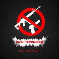 antiterrorismo giorno Maggio 21 bandiera design con pistole proibito illustrazione vettore