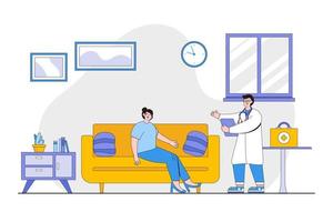 medico casa visite concetto. moderno medico Servizi, assicurazione Piano, assistenza e sostegno. schema design stile minimo vettore illustrazione per atterraggio pagina, ragnatela striscione, infografica, eroe immagini