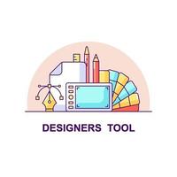 icona del concetto di interfaccia utente creativa di strumenti di design vettore
