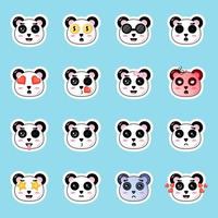 set di adesivi simpatici panda vettore