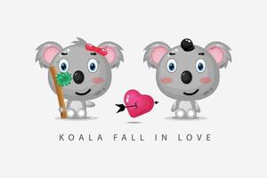 la simpatica coppia di koala è innamorata vettore