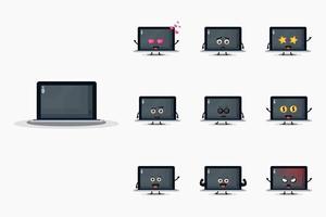simpatico set di design per mascotte per laptop vettore