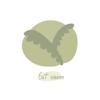 mangiare verde. cartone animato cavolo, mano disegno scritta. colorato piatto vettore illustrazione. design per stampe, manifesti, carte