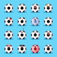 set di pallone da calcio carino con emoticon vettore