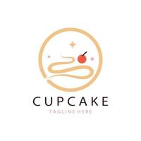 Cupcake logo design vettore illustrazione modello. Cupcake forno icona.torta negozio, pasticcere negozio ,vettore