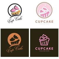 Cupcake logo design vettore illustrazione modello. Cupcake forno icona.torta negozio, pasticcere negozio ,vettore