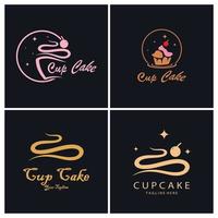 Cupcake logo design vettore illustrazione modello. Cupcake forno icona.torta negozio, pasticcere negozio ,vettore