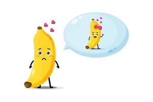 il simpatico personaggio di banana pensa al suo amante vettore