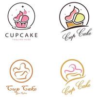 Cupcake logo design vettore illustrazione modello. Cupcake forno icona.torta negozio, pasticcere negozio ,vettore