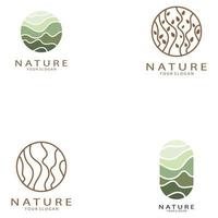 natura vettore logo. con alberi, fiumi, mari, montagne, attività commerciale emblemi, viaggio distintivi, ,ecologico Salute,