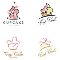 Cupcake logo design vettore illustrazione modello. Cupcake forno icona.torta negozio, pasticcere negozio ,vettore