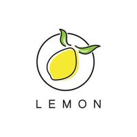 fresco Limone frutta logo con le foglie illustrazione modello. logo per Limone succo, limone giardino, frutta negozio, moderno vettore. vettore