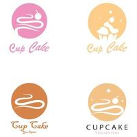 Cupcake logo design vettore illustrazione modello. Cupcake forno icona.torta negozio, pasticcere negozio ,vettore