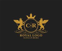 iniziale cr lettera Leone reale lusso stemma araldico logo modello nel vettore arte per ristorante, regalità, boutique, bar, Hotel, araldico, gioielleria, moda e altro vettore illustrazione.