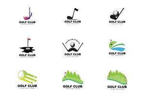 golf palla logo, vettore bastone golf. all'aperto gli sport gioco, disciplina disegno, icona modello