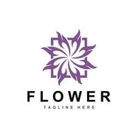 fiore logo, fiore giardino design con semplice stile vettore Prodotto marca, bellezza cura, naturale