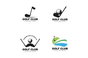 golf palla logo, vettore bastone golf. all'aperto gli sport gioco, disciplina disegno, icona modello