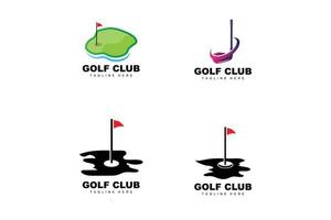 golf palla logo, vettore bastone golf. all'aperto gli sport gioco, disciplina disegno, icona modello