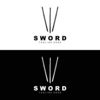 spada logo, samurai katana monocromatico disegno, vettore guerra arma taglio attrezzo modello icona