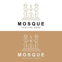 moschea logo, islamico culto disegno, eid al Fitr moschea edificio vettore icona modello, Ramadan, eid al adha