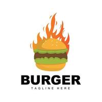 hamburger logo, pane vettore, carne e verdura, veloce cibo disegno, hamburger negozio e Prodotto marca icona illustrazione vettore